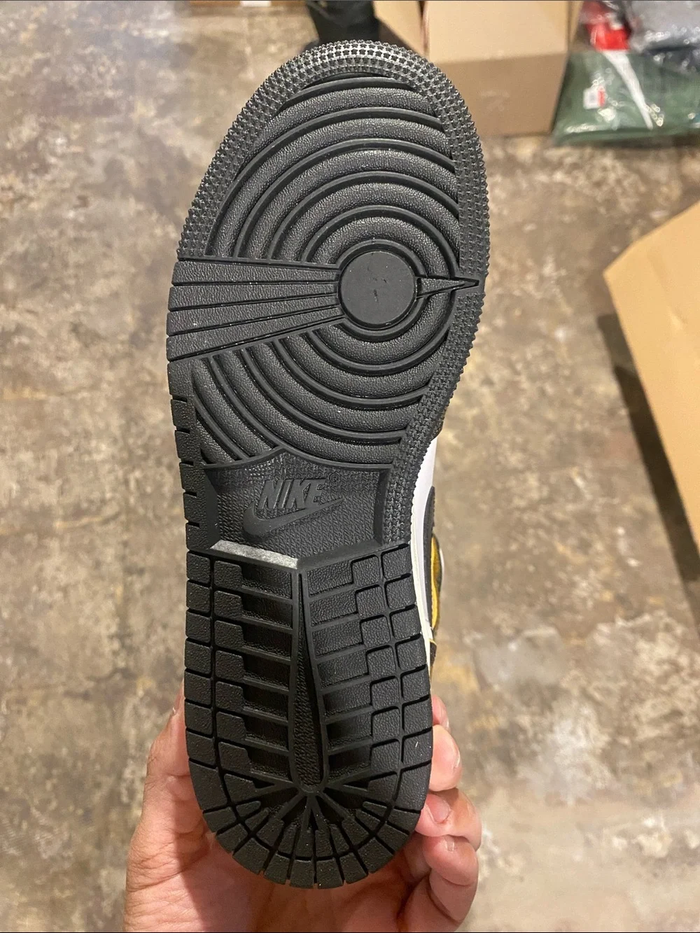 Jordan Mid-Top Sneakers in White, Black and Yellow